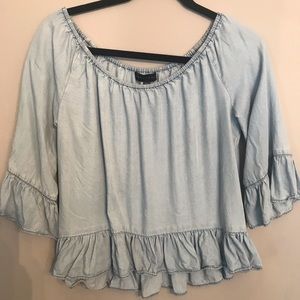 Chambray Ruffle Top